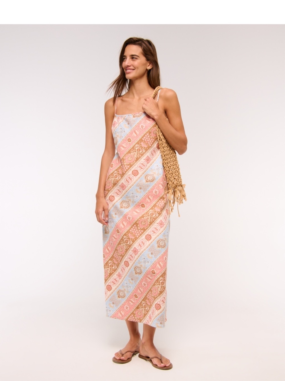 Abercrombie & Fitch Julia Linen-Blend Midi Dress
